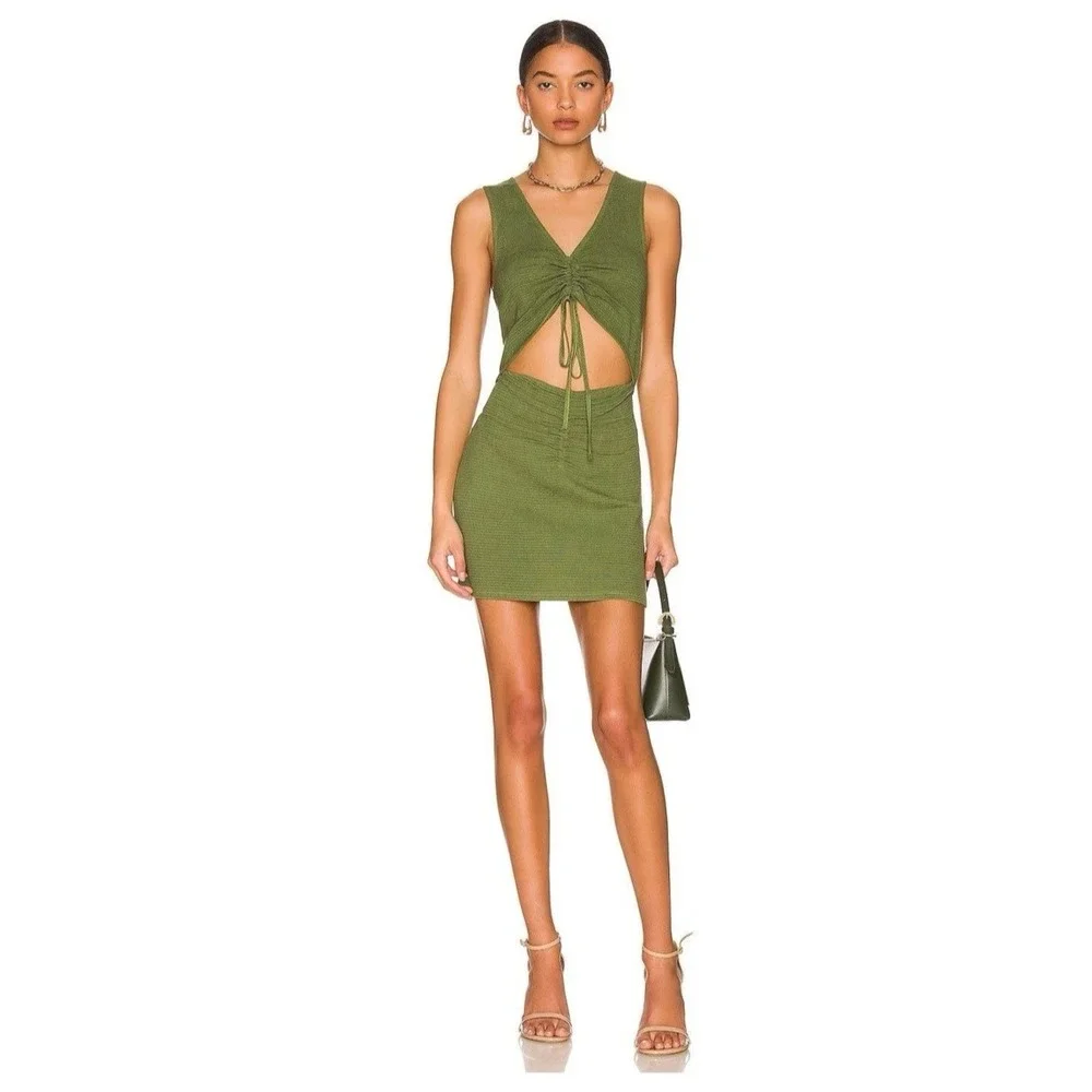 Free People Laila Mini Dress Sz XS in‎ Calla Green Cut Out Beach Sexy Vacation